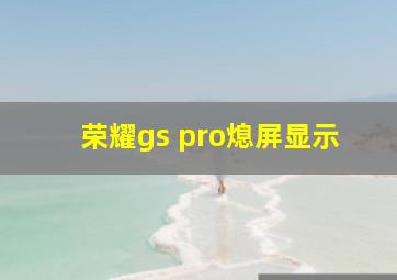 荣耀gs pro熄屏显示